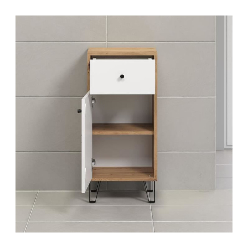 Bathroom furniture - low storage - Oak and white decor - L36 x D29 x H