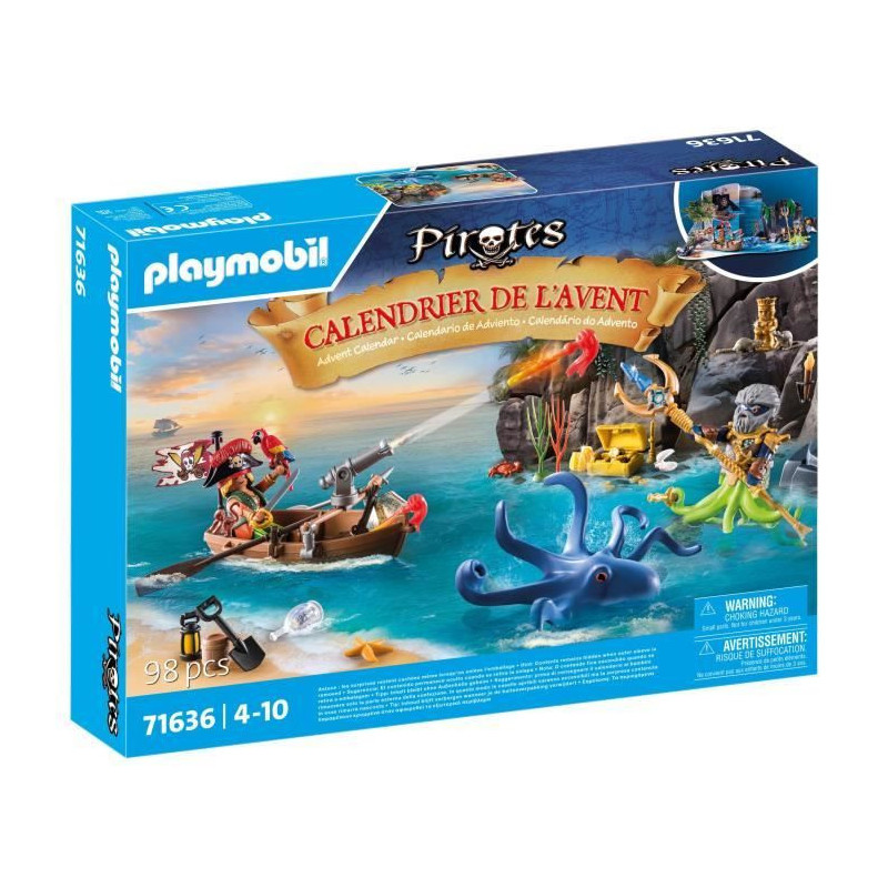 PLAYMOBIL 71636 Pirate Advent Calendar, 24 surprises, 98 pieces, Ages
