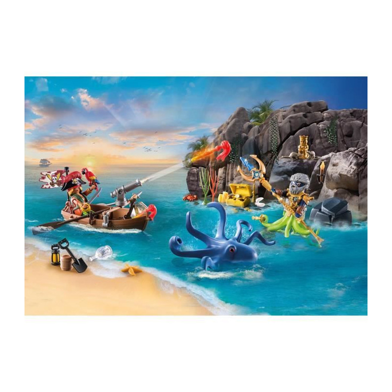 PLAYMOBIL 71636 Pirate Advent Calendar, 24 surprises, 98 pieces, Ages