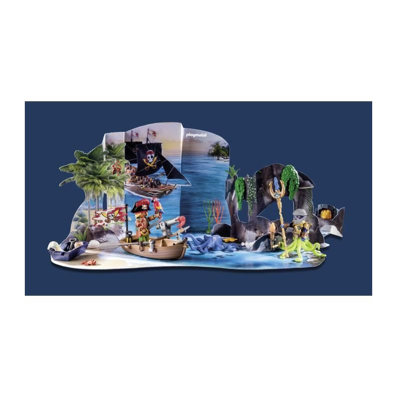 PLAYMOBIL 71636 Pirate Advent Calendar, 24 surprises, 98 pieces, Ages