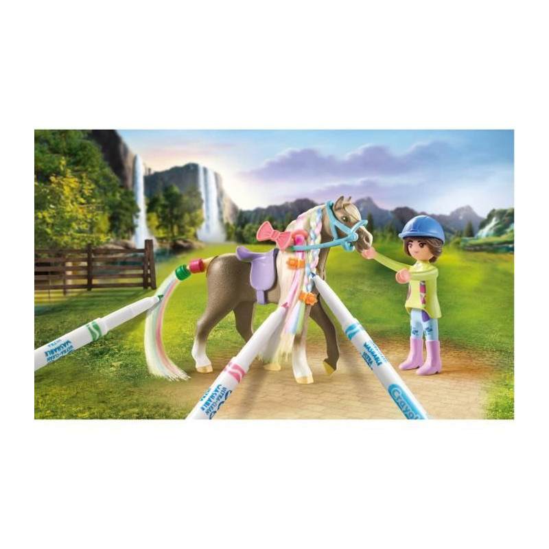 PLAYMOBIL 71640 Horsewoman with Horse Mane to Color, Horses of Waterfa