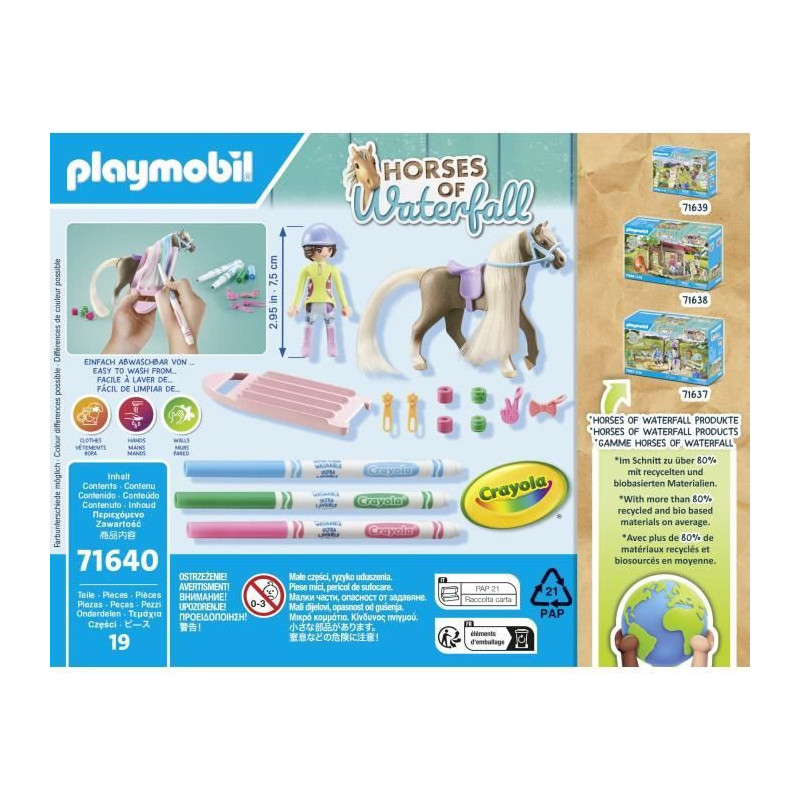 PLAYMOBIL 71640 Horsewoman with Horse Mane to Color, Horses of Waterfa