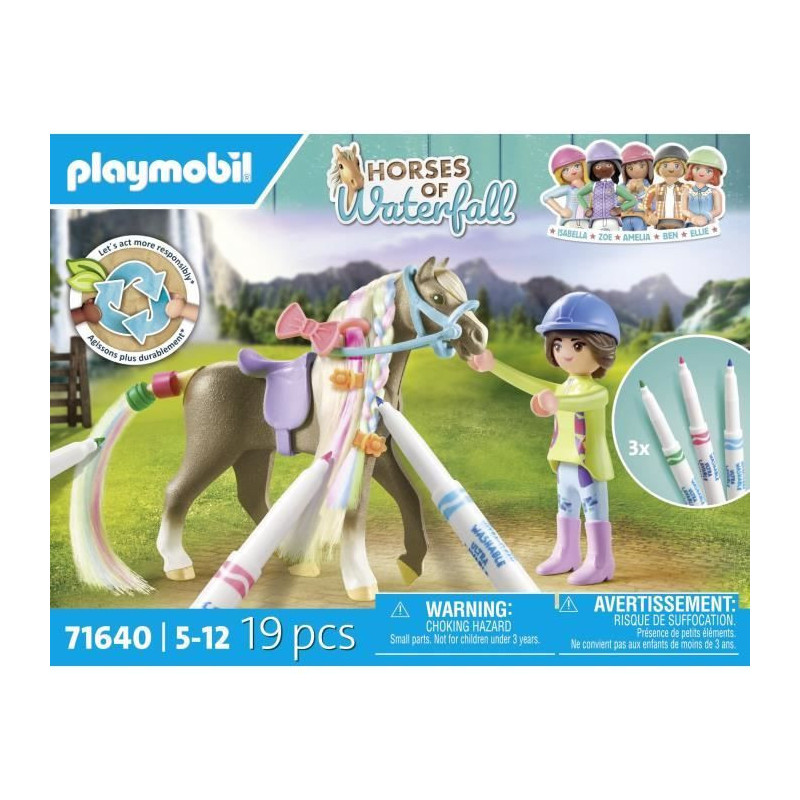 PLAYMOBIL 71640 Horsewoman with Horse Mane to Color, Horses of Waterfa