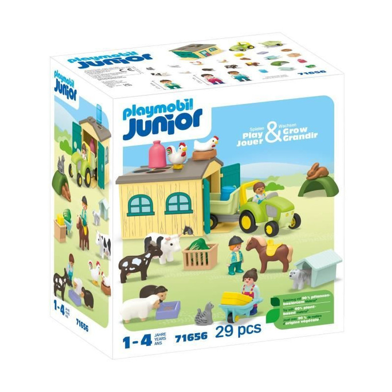 PLAYMOBIL Junior 71656 Farm tractor and animals, characters, For baby