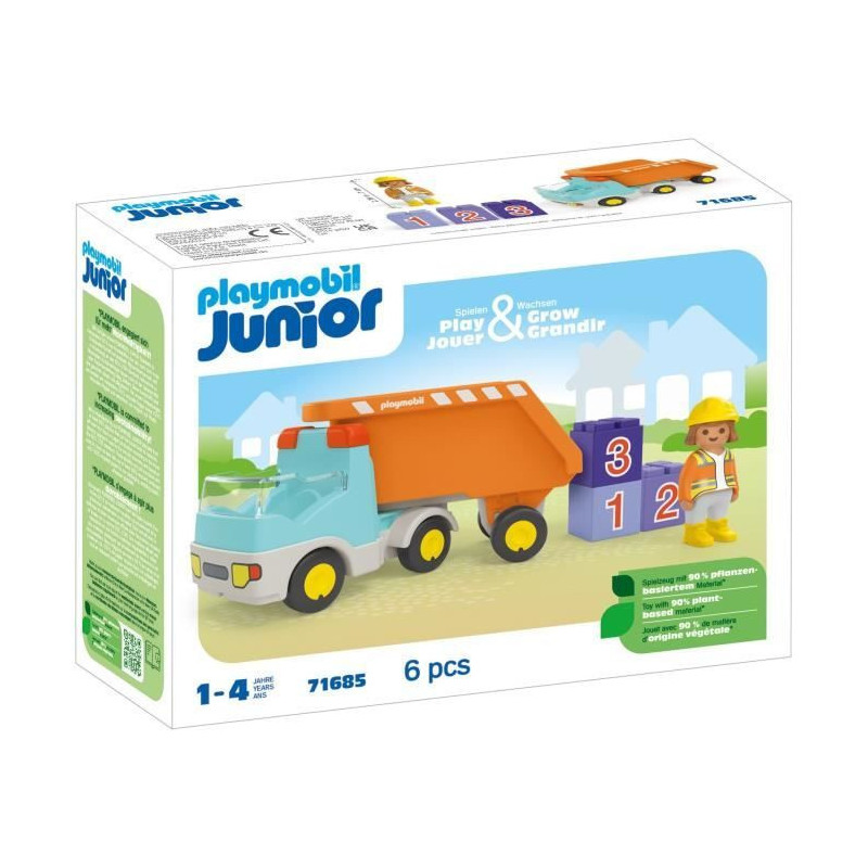 PLAYMOBIL Junior 71685 Dump Truck, Ages 12 months and up