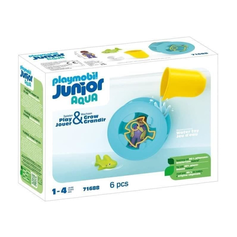 PLAYMOBIL Junior 71688 Water Wheel with Baby Shark Includes figure, ba