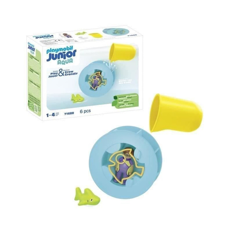 PLAYMOBIL Junior 71688 Water Wheel with Baby Shark Includes figure, ba