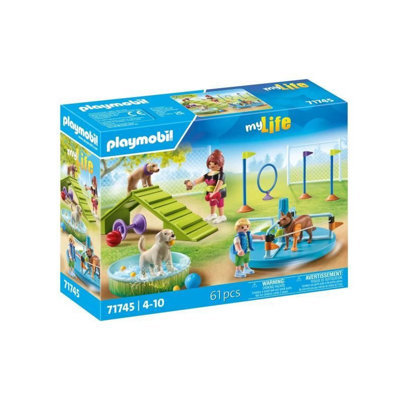 PLAYMOBIL 71745 Dog Playground, Child and Educator, My Life, 61 Pieces