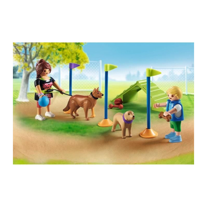 PLAYMOBIL 71745 Dog Playground, Child and Educator, My Life, 61 Pieces