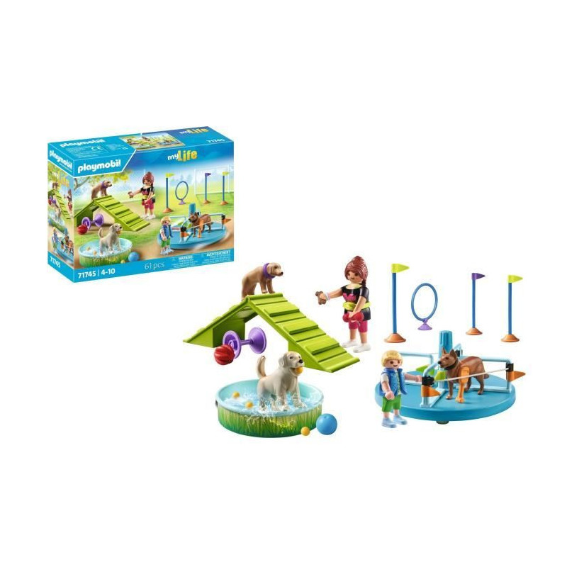 PLAYMOBIL 71745 Dog Playground, Child and Educator, My Life, 61 Pieces