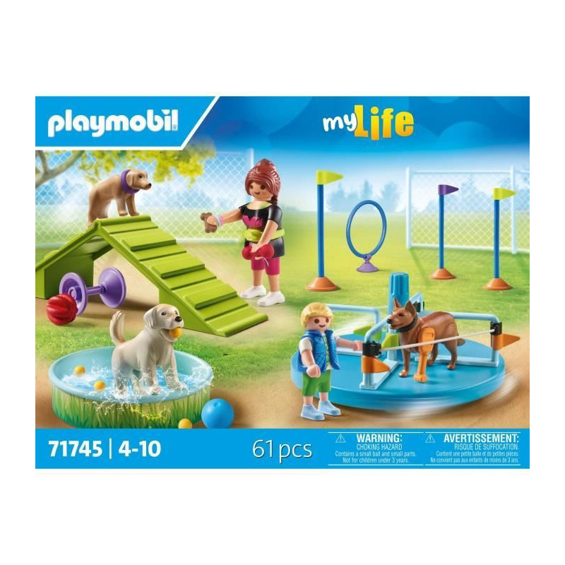 PLAYMOBIL 71745 Dog Playground, Child and Educator, My Life, 61 Pieces