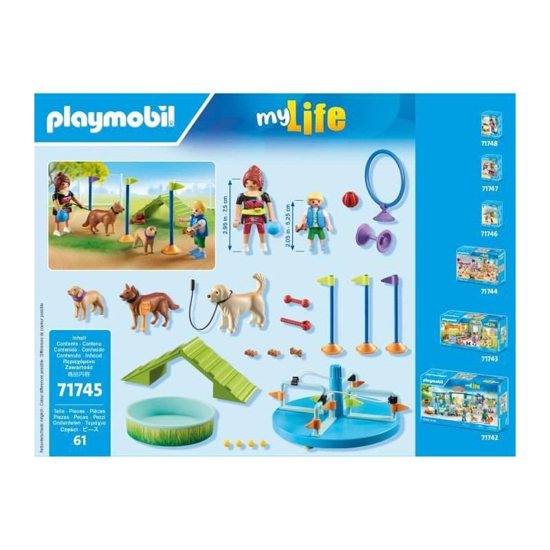 PLAYMOBIL 71745 Dog Playground, Child and Educator, My Life, 61 Pieces