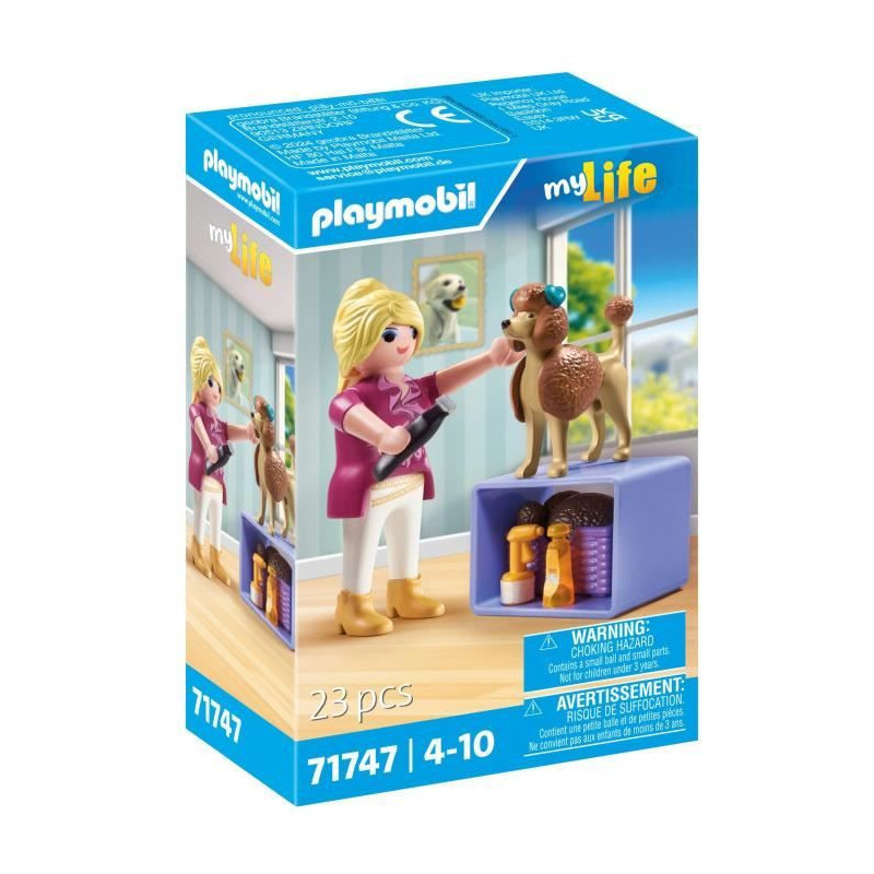 PLAYMOBIL 71747 Groomer with Poodle and Accessories, My Life, 23 piece