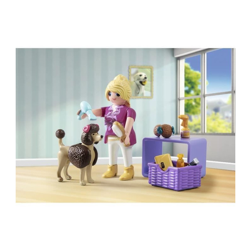 PLAYMOBIL 71747 Groomer with Poodle and Accessories, My Life, 23 piece