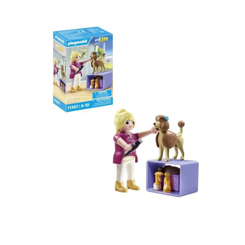 PLAYMOBIL 71747 Groomer with Poodle and Accessories, My Life, 23 piece