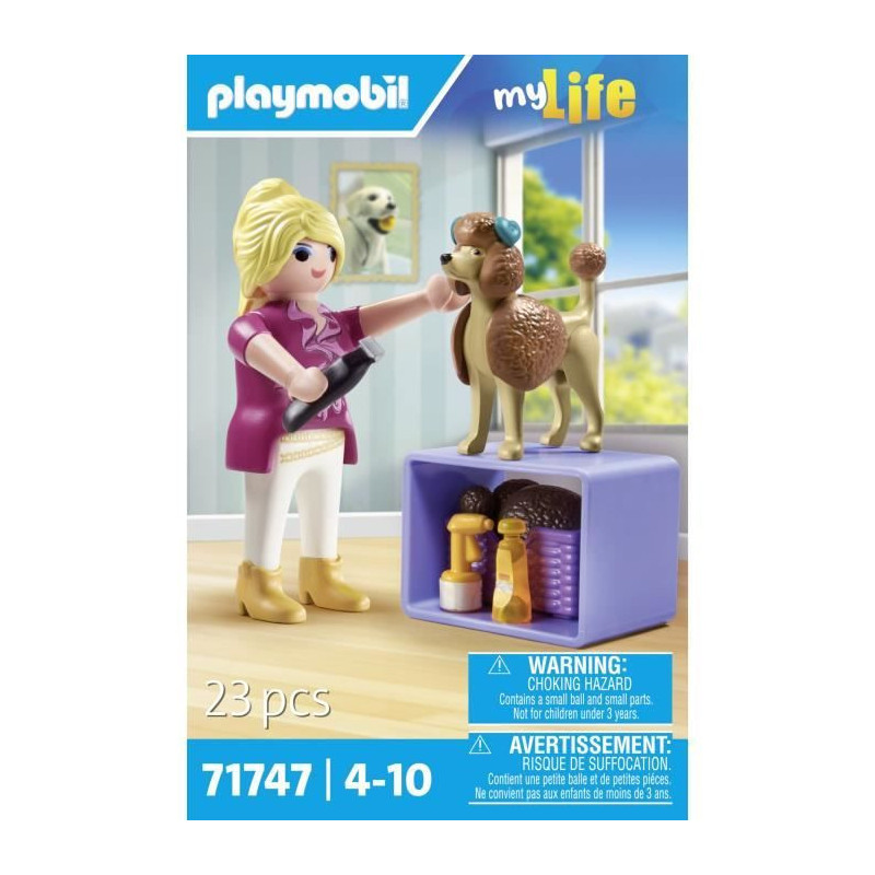 PLAYMOBIL 71747 Groomer with Poodle and Accessories, My Life, 23 piece