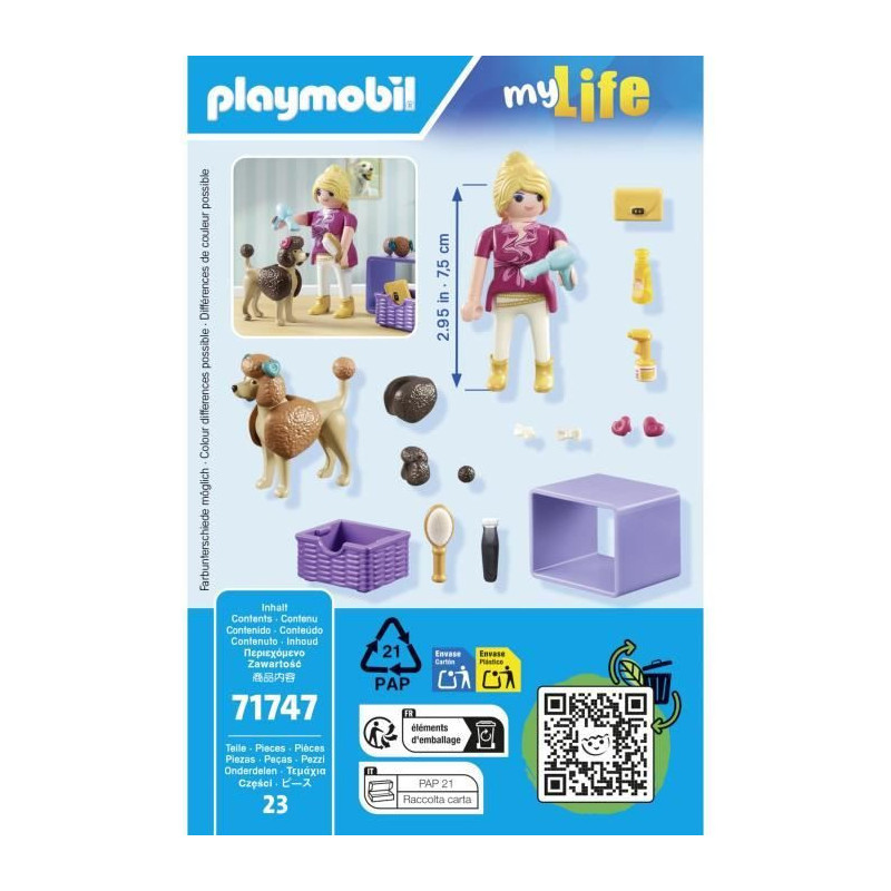 PLAYMOBIL 71747 Groomer with Poodle and Accessories, My Life, 23 piece