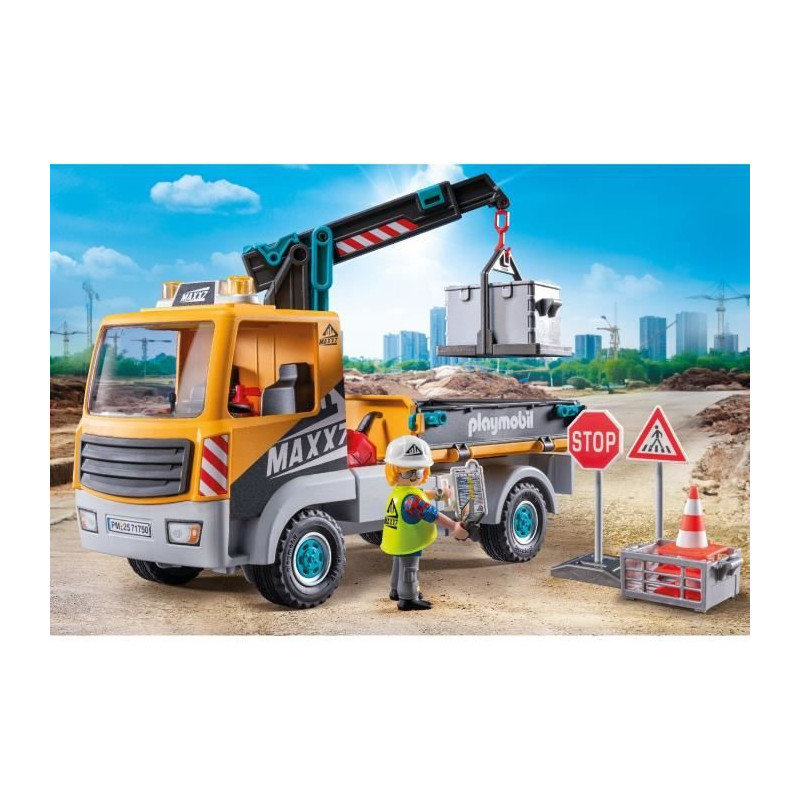 PLAYMOBIL 71750 Crane Truck, Worker & Accessories