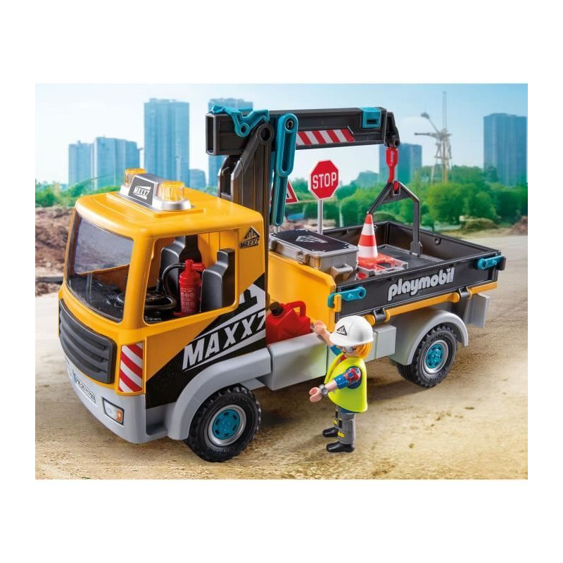 PLAYMOBIL 71750 Crane Truck, Worker & Accessories