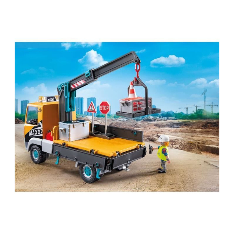 PLAYMOBIL 71750 Crane Truck, Worker & Accessories
