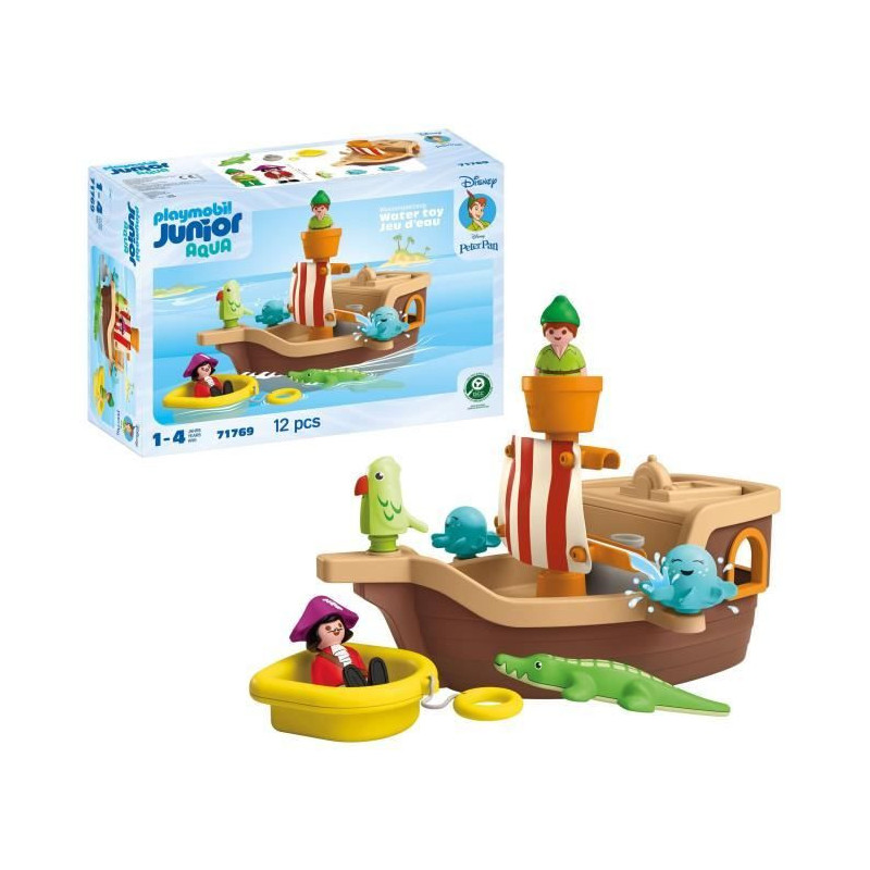 PLAYMOBIL Junior 71769 Peter Pan and Pirate Ship, Disney, 12 pieces, F