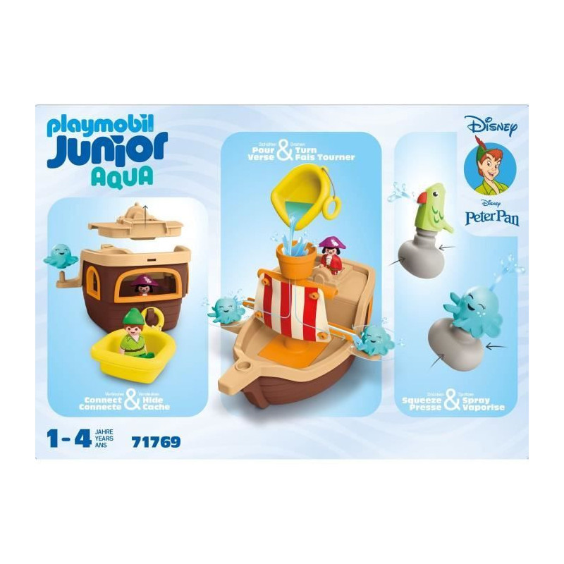 PLAYMOBIL Junior 71769 Peter Pan and Pirate Ship, Disney, 12 pieces, F