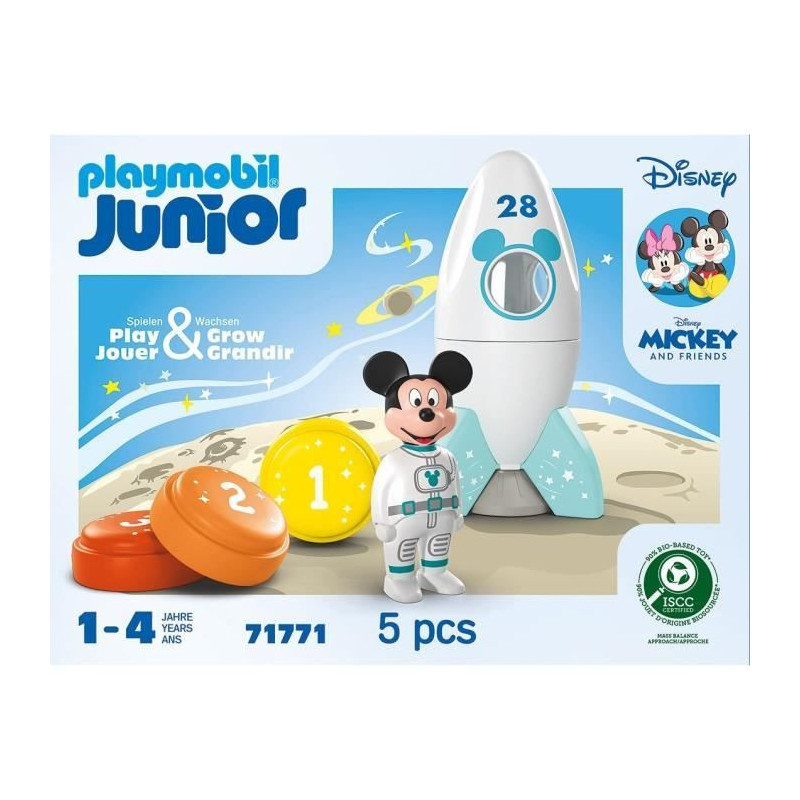 PLAYMOBIL Junior 71771 Mickey astronaut with his rocket, Disney, 5 pie