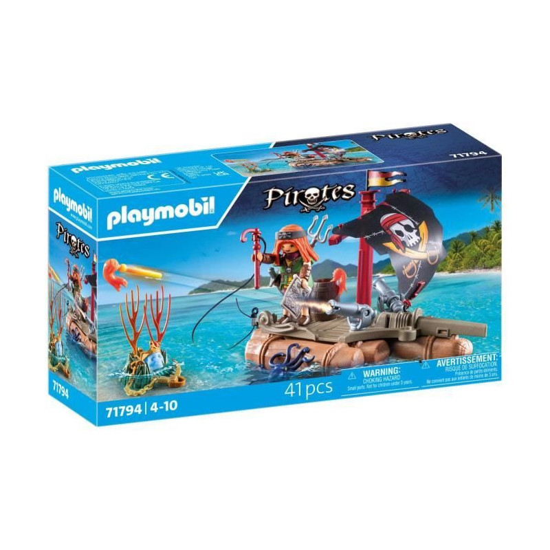 PLAYMOBIL 71794 Pirate with floating raft and treasure