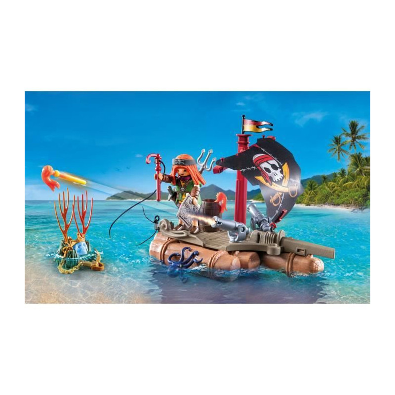 PLAYMOBIL 71794 Pirate with floating raft and treasure