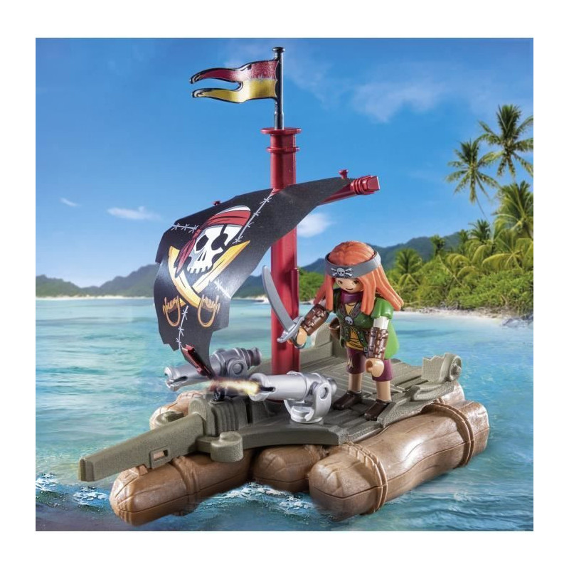 PLAYMOBIL 71794 Pirate with floating raft and treasure