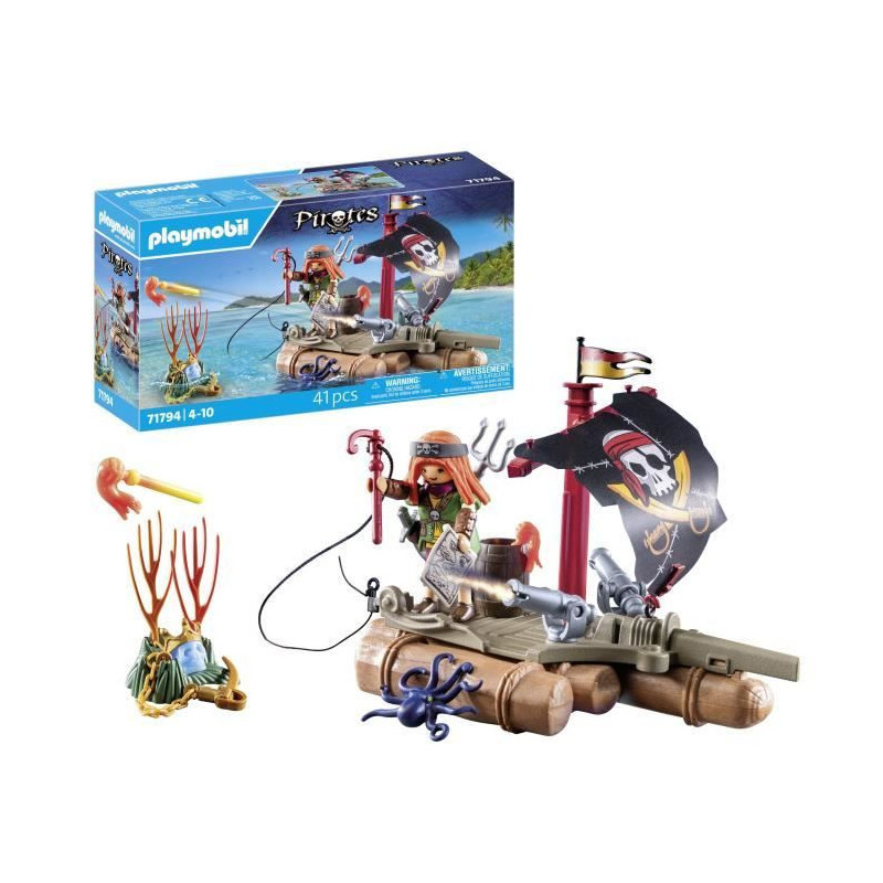 PLAYMOBIL 71794 Pirate with floating raft and treasure