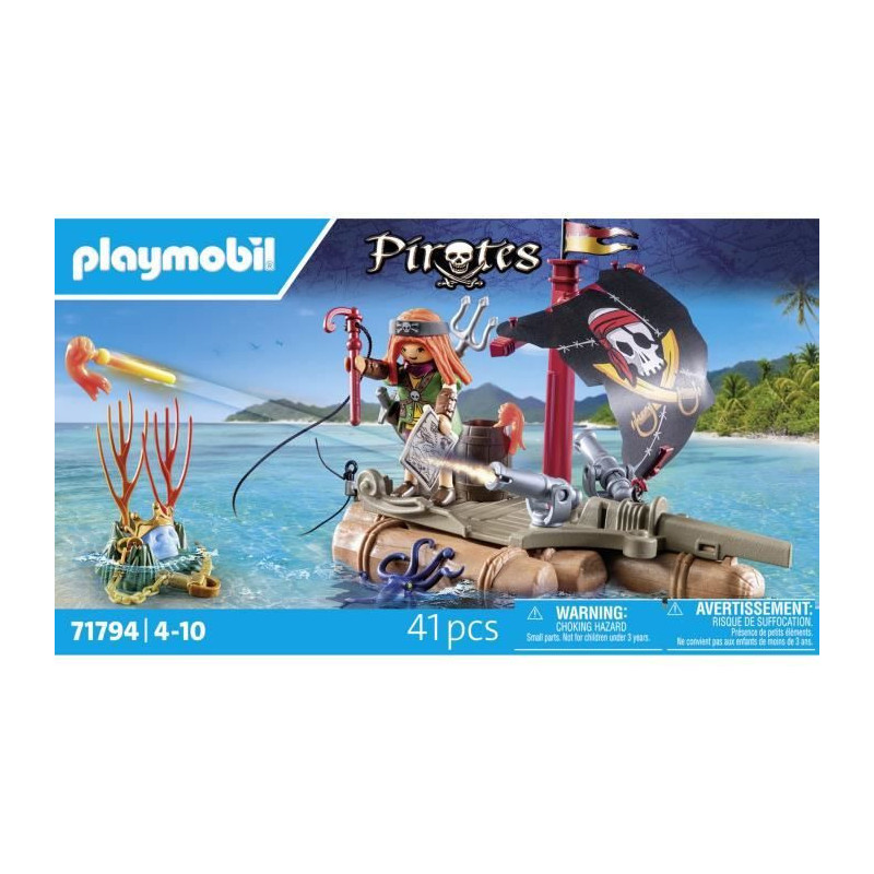 PLAYMOBIL 71794 Pirate with floating raft and treasure
