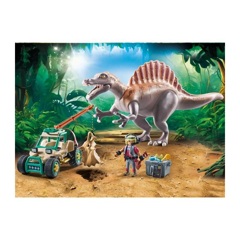 PLAYMOBIL 71820 Spinosaurus, Researcher and Vehicle with Swivel Crane,