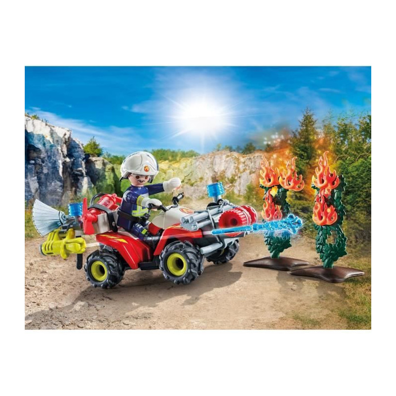 PLAYMOBIL 71825 Firefighter with quad and burning shrubs