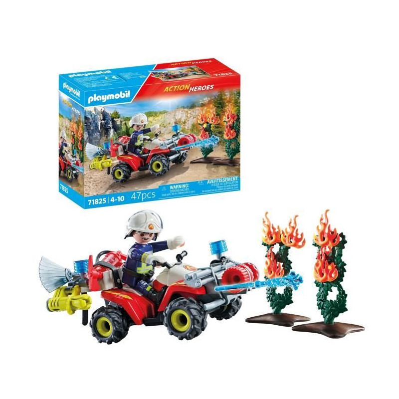 PLAYMOBIL 71825 Firefighter with quad and burning shrubs