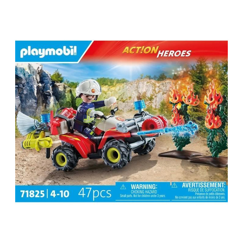PLAYMOBIL 71825 Firefighter with quad and burning shrubs
