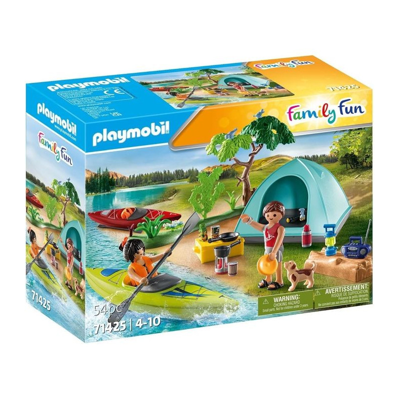 PLAYMOBIL 71425 Family and Tent - Contains 3 figures, 3 bikes and many