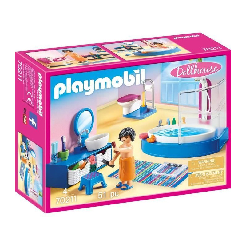 PLAYMOBIL 70211 - Dollhouse La Maison Traditionnelle - Bathroom with b