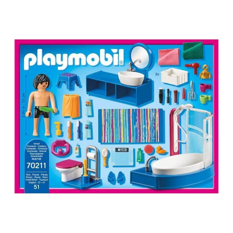 PLAYMOBIL 70211 - Dollhouse La Maison Traditionnelle - Bathroom with b