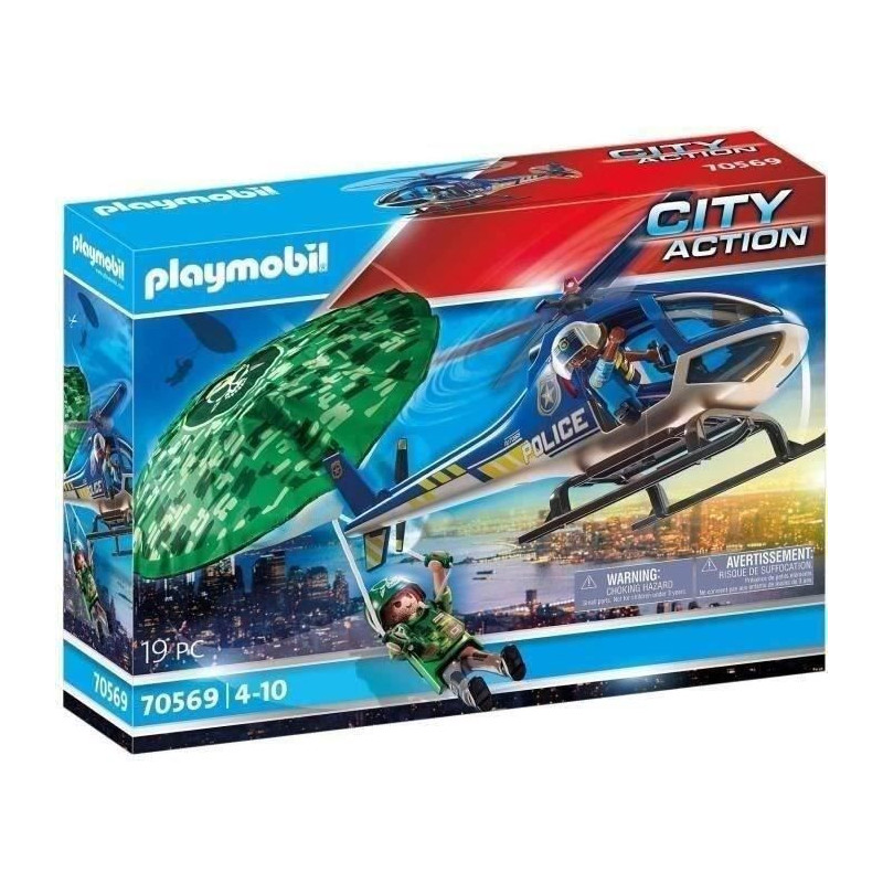 PLAYMOBIL - 70569 - Police Police helicopter and parachutist