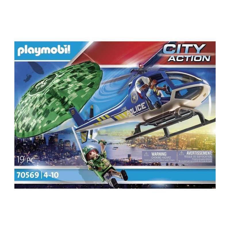 PLAYMOBIL - 70569 - Police Police helicopter and parachutist