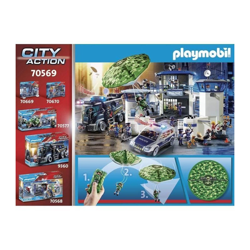 PLAYMOBIL - 70569 - Police Police helicopter and parachutist