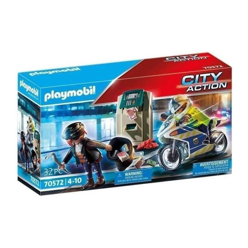PLAYMOBIL - 70572 - Police Police Officer with Motorcycle and Thief