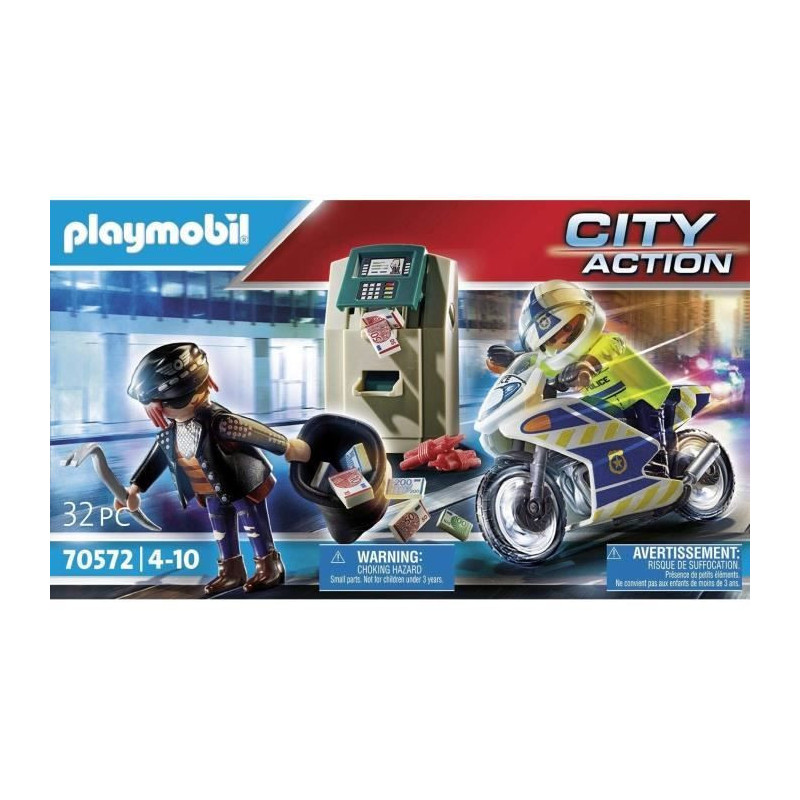 PLAYMOBIL - 70572 - Police Police Officer with Motorcycle and Thief