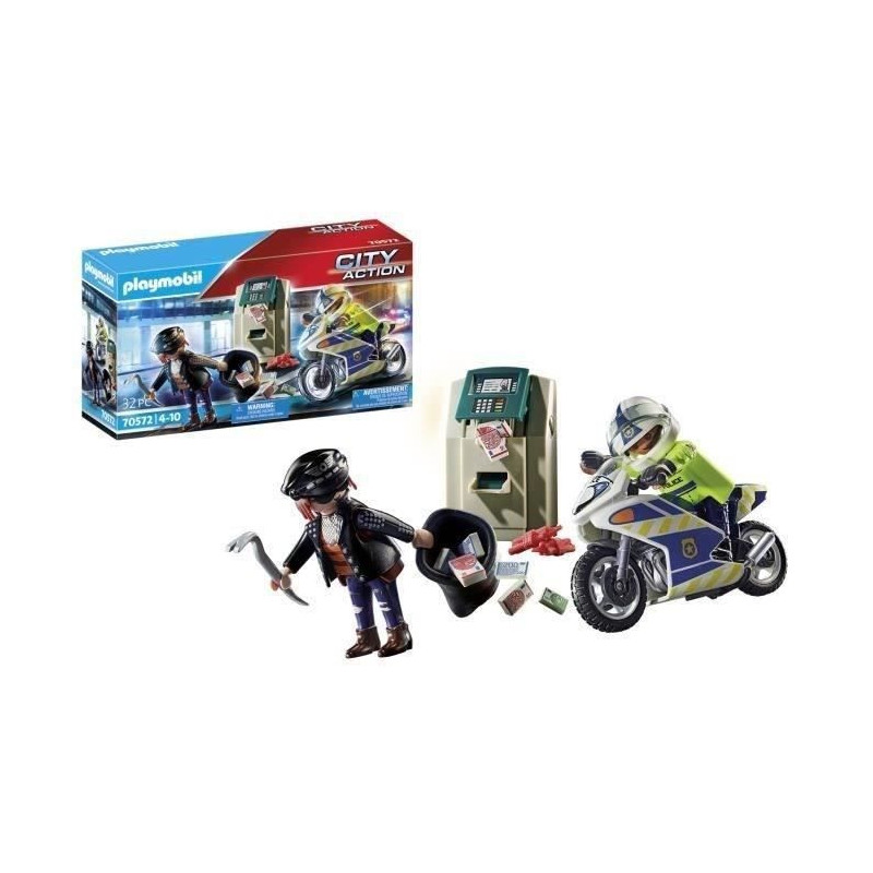 PLAYMOBIL - 70572 - Police Police Officer with Motorcycle and Thief