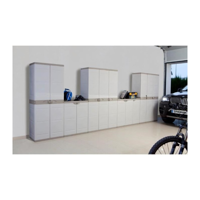 TITANIUM PLASTIKEN Wardrobe with 2 doors and shelves L70 x W44 x H176