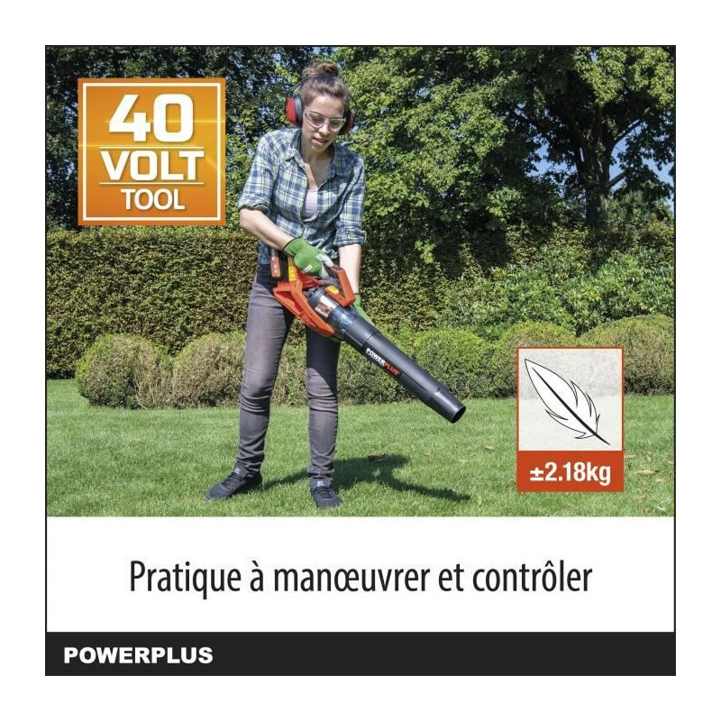 Dual Power blower of PowDPG7526 - 40 V battery sheets, leaves, 200 km/