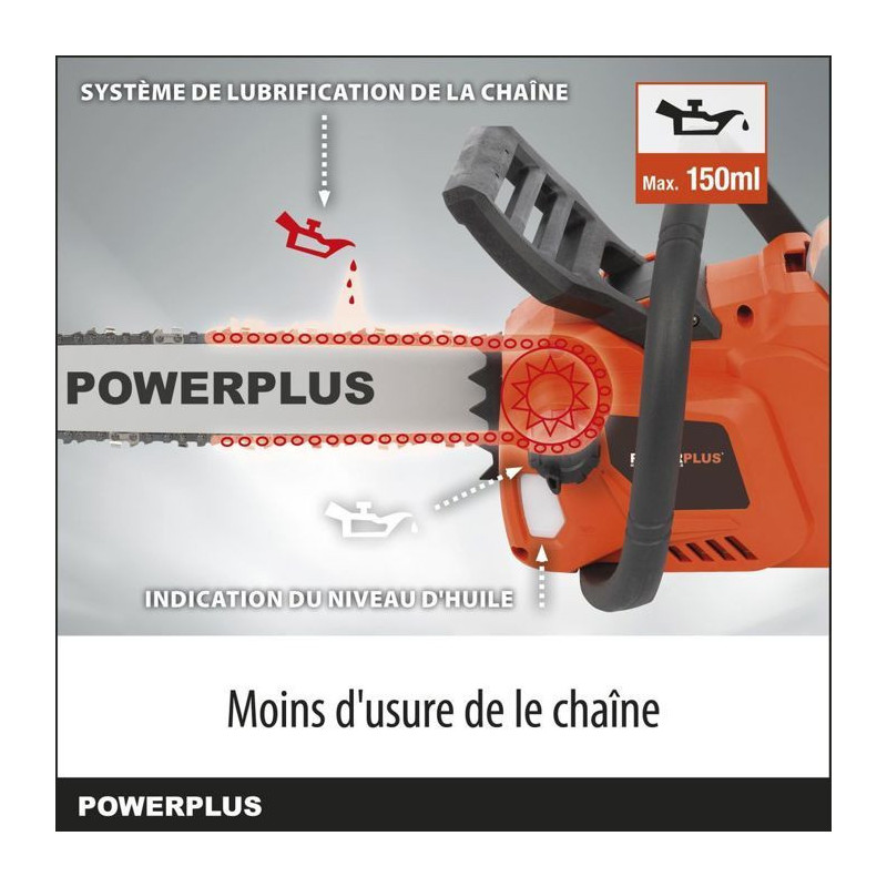 PowerPlus Dual Power Powdpg7576 - 40 V battery chainsaw, 350 mm guide,