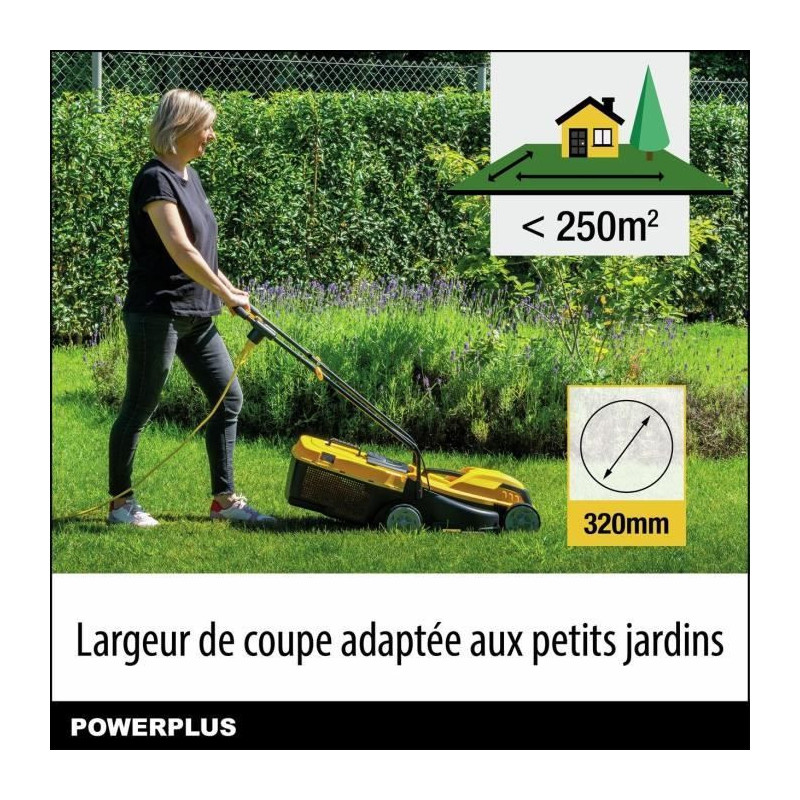 Electric lawn mower - POWERPLUS - POWEG62203 - 1000 W - 320 mm Ø - Wi