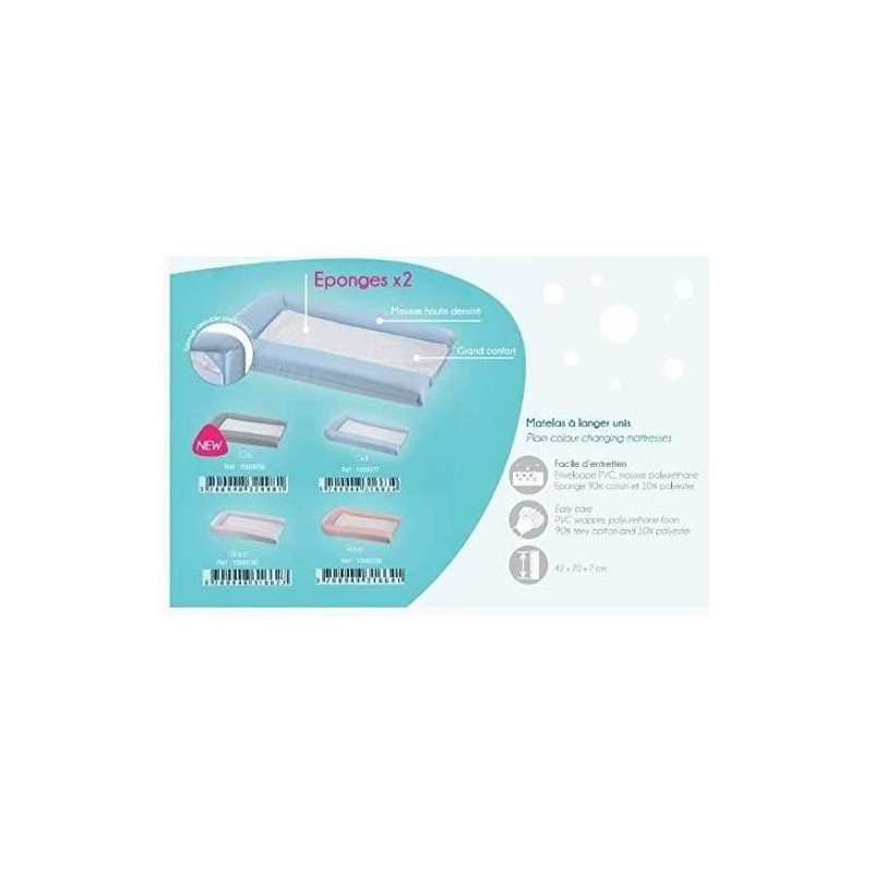 PVC mattress + 2 removable sponges 42x70cm - White